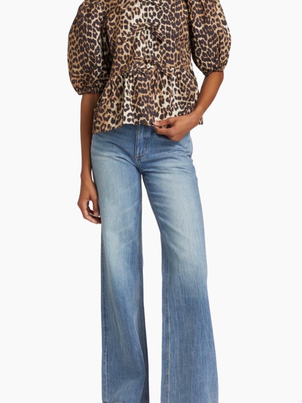 GANNI Leopard Puff-Sleeve Peplum Top
Size L (40). NEW with tags. - Picture 3 of 7